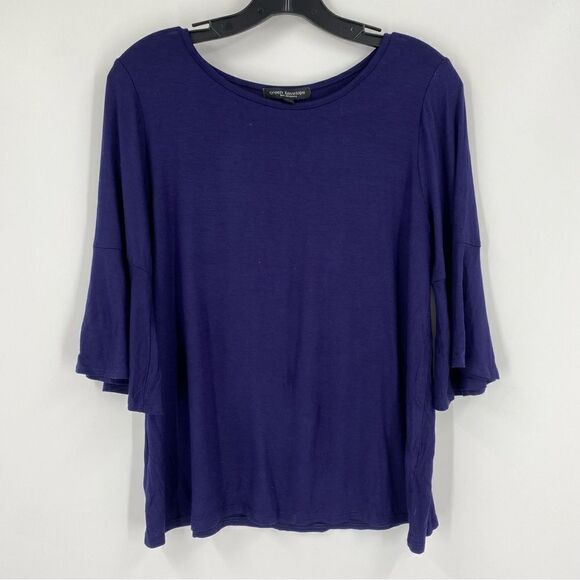 Green Envelope Women’s Round Neck Blue Flared 3/4 Sleeve Blouse size L - Picture 1 of 4